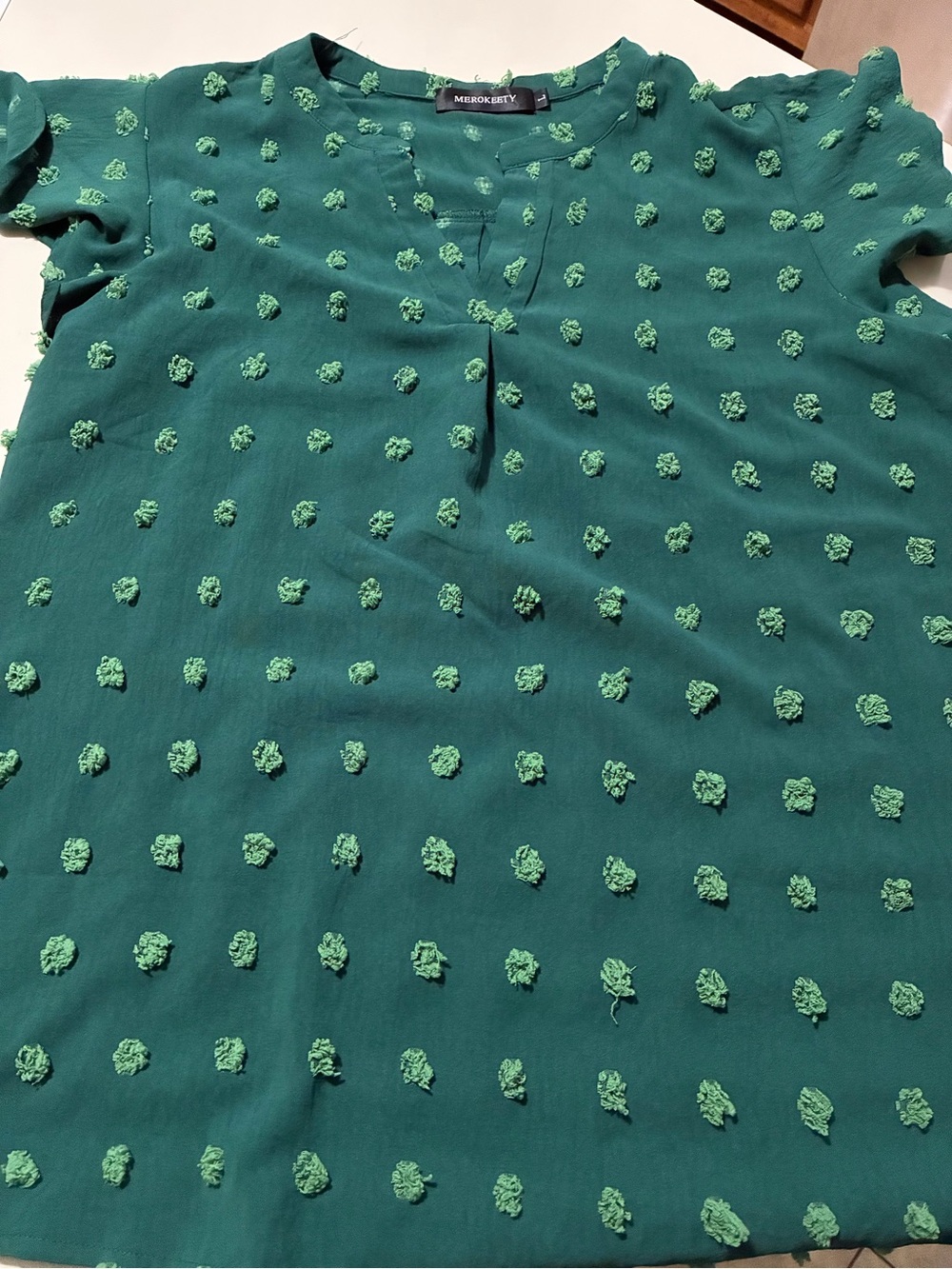 Green Pom-Pom Detail Women's Top